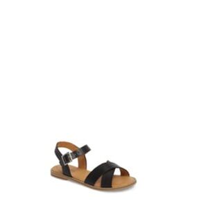 TUCKER + TATE Kids' Arya Cross Strap Sandal In Black Faux Leather